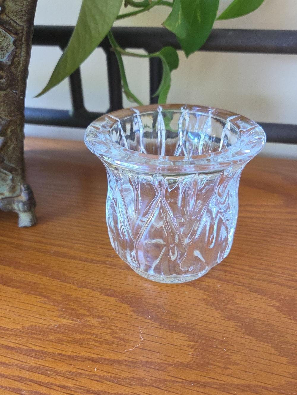 Vtg Clear Glass Votive Candle Holder